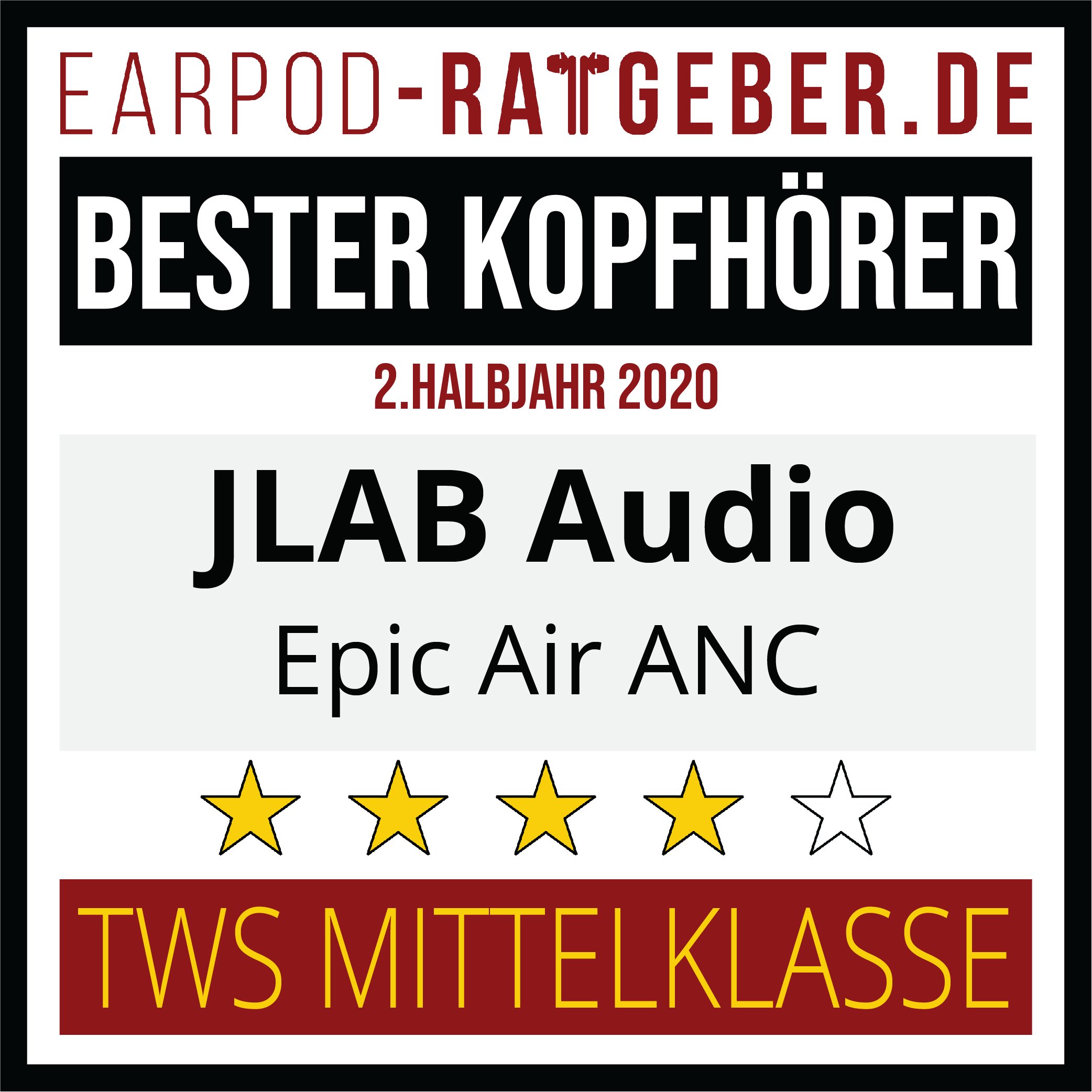 BesterMittelklasseJlabEpic Die besten Kopfhörer 2020 Earpod-Ratgeber.de Awards Einsteiger JLAB 1.HJ